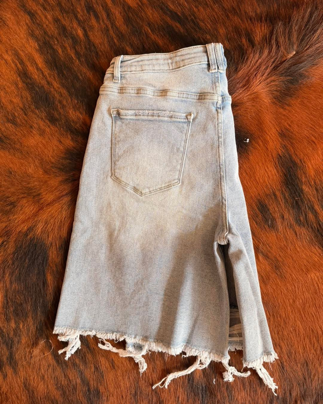 High Rise Light Wash Shorts