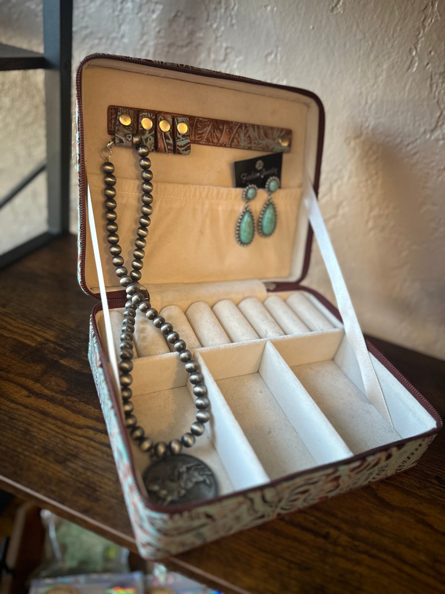 Leather Cowhide Travel Jewelry Box