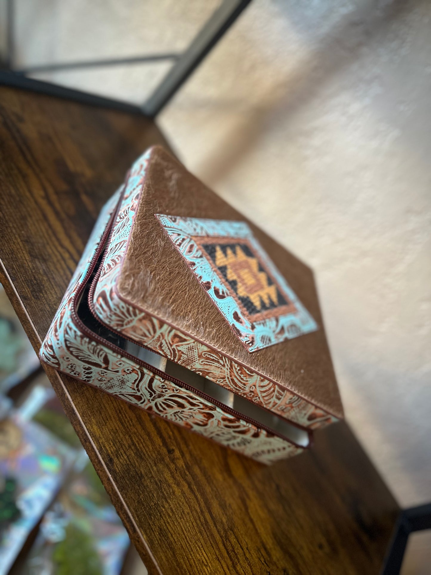 Leather Cowhide Travel Jewelry Box
