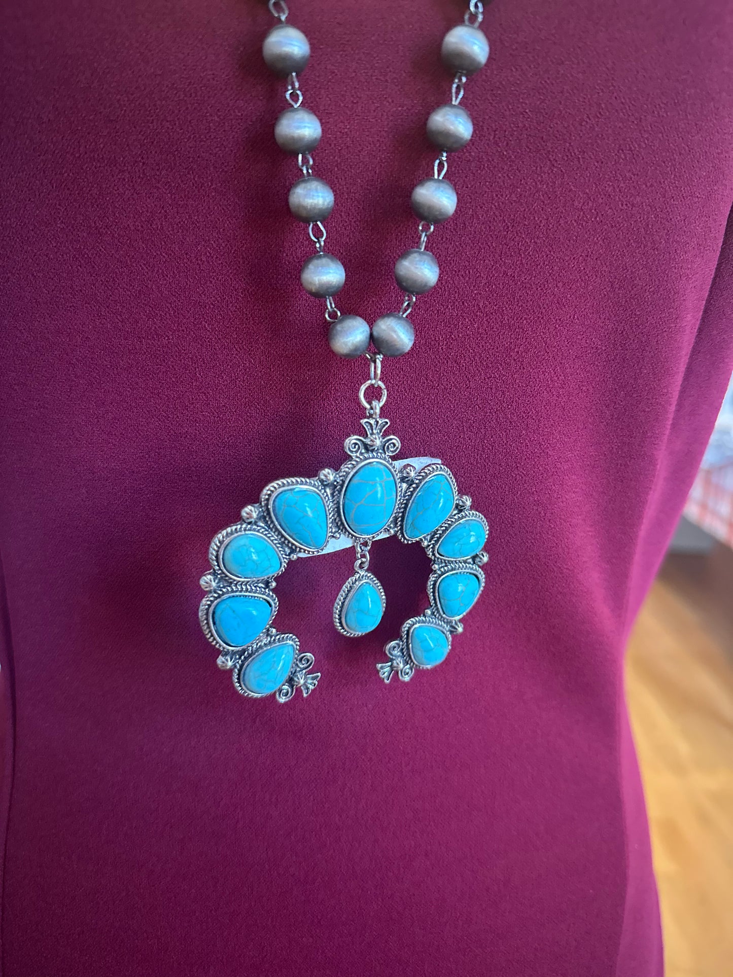 Turquiose Squash blossom Necklace