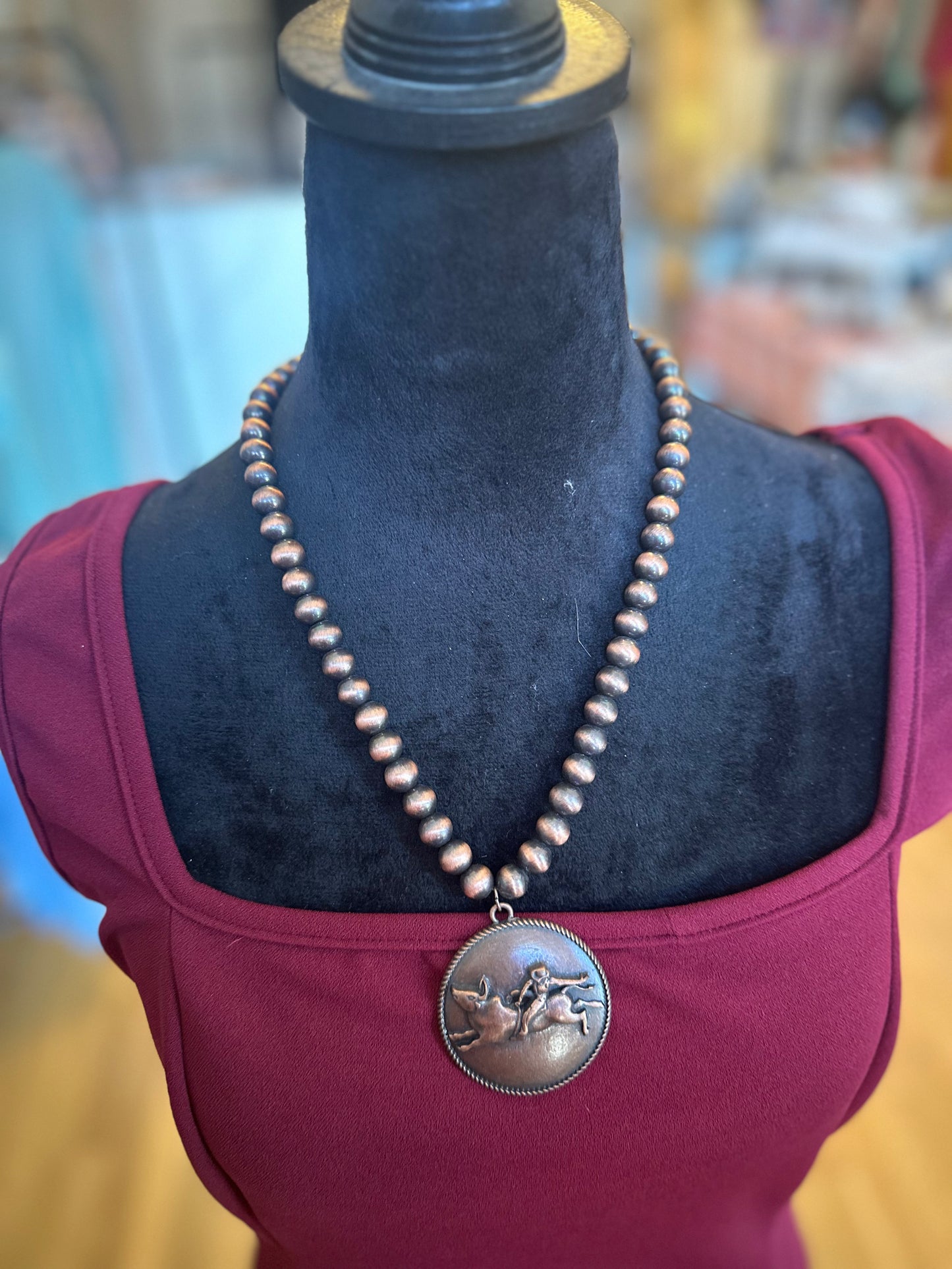 Copper Bull Riding Necklace