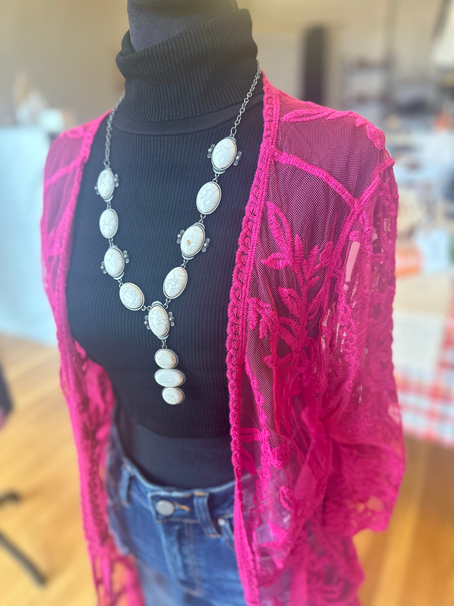 Magenta Lace Cardigan