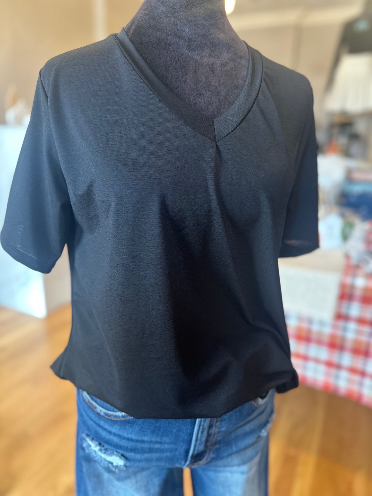 Black V Neck T Shirt ( PLUS)