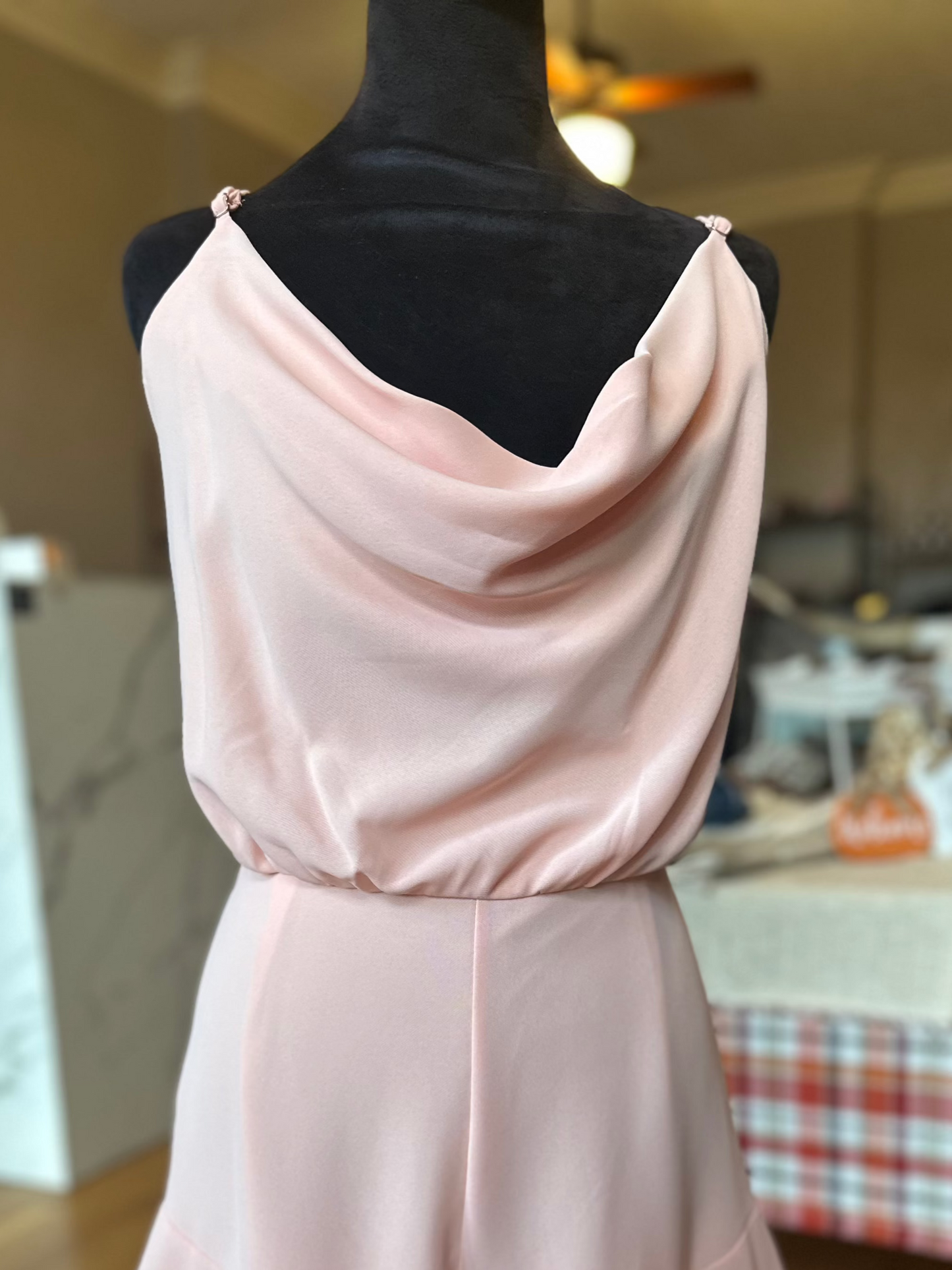 Peach Cowl Neck Romper