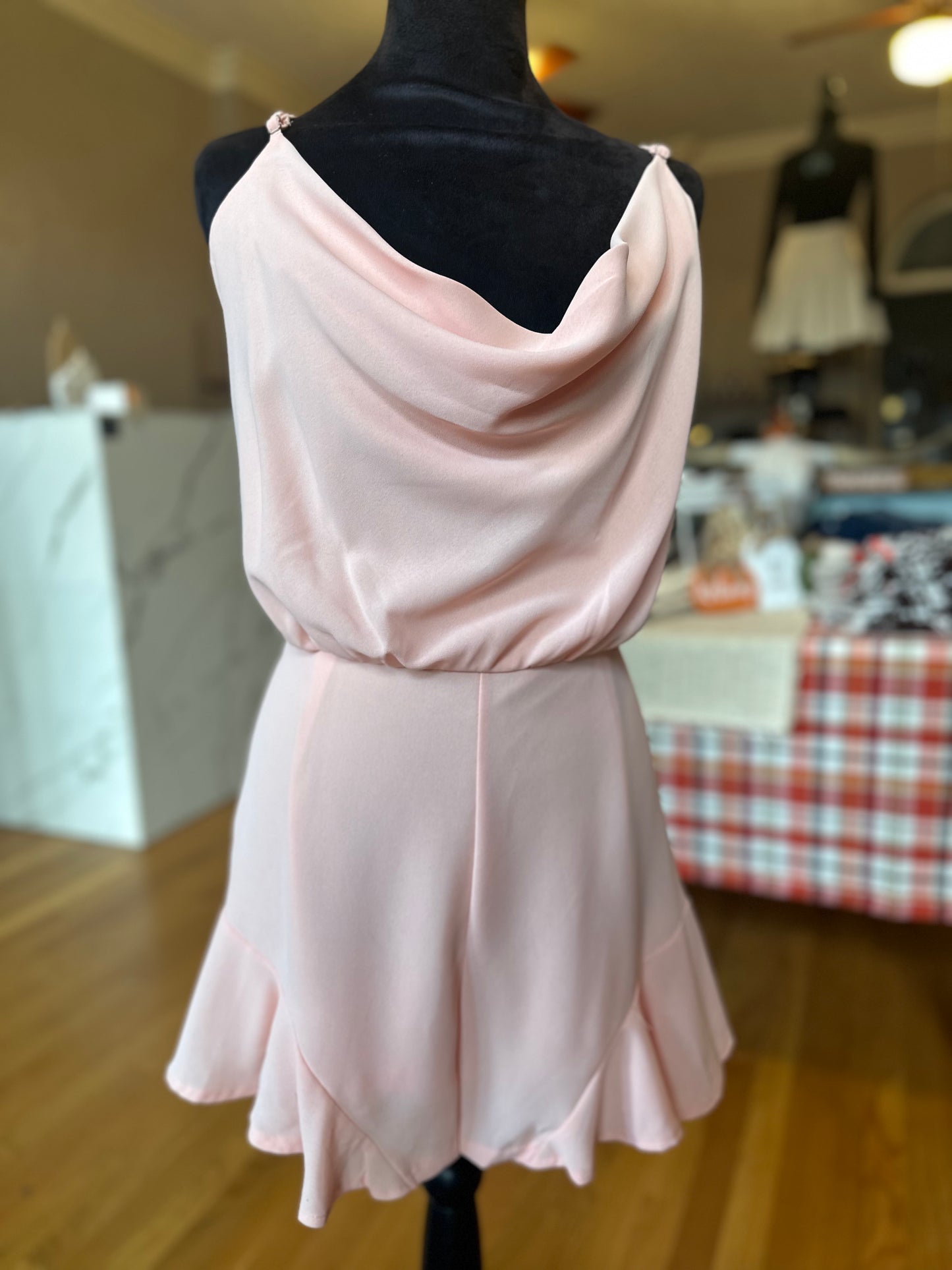 Peach Cowl Neck Romper