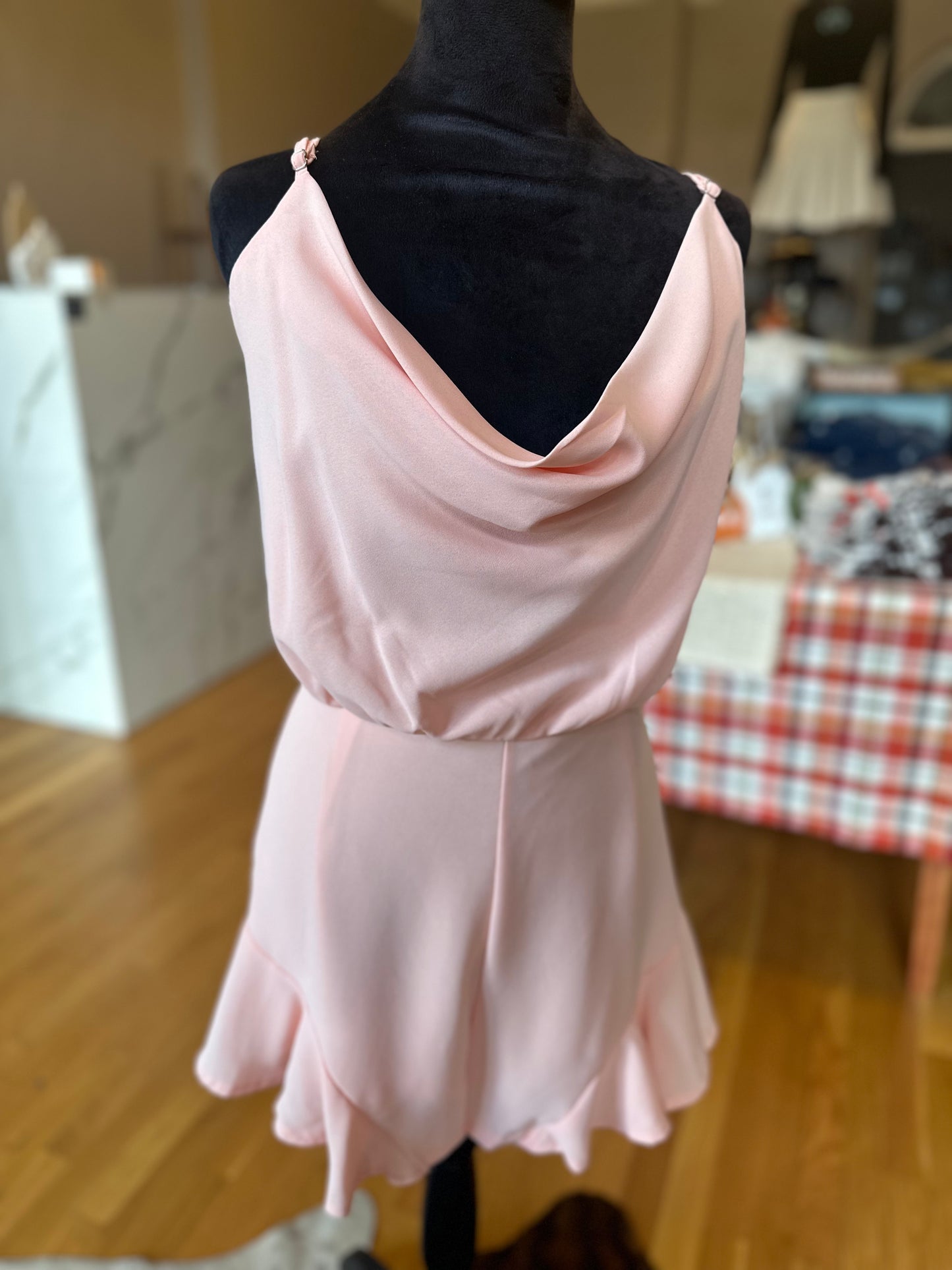 Peach Cowl Neck Romper