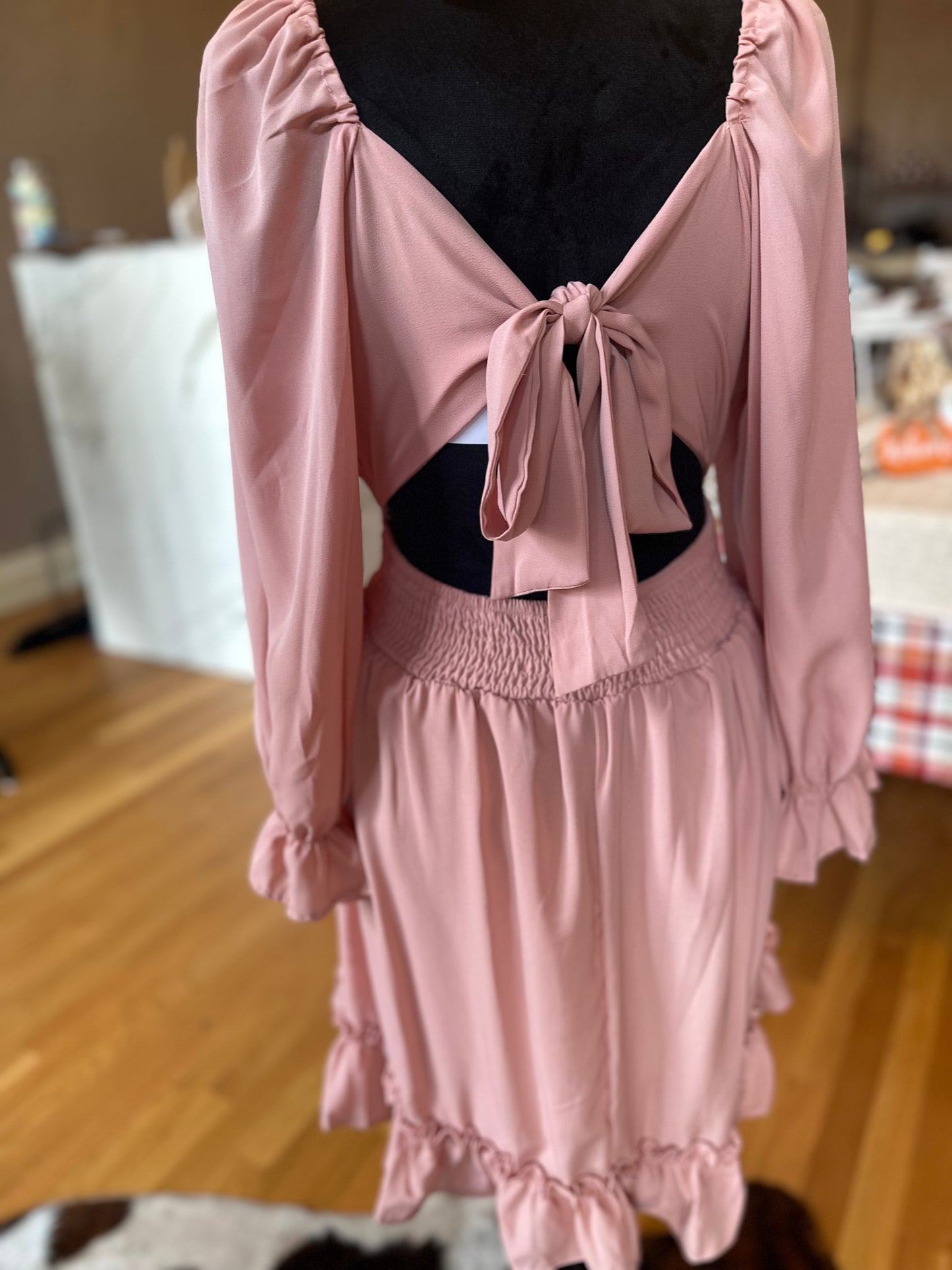 Peach 3/4 Sleeve Dress