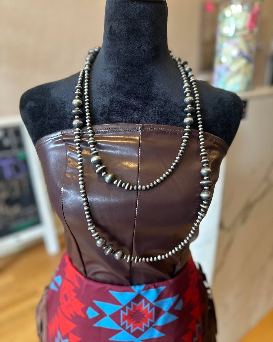 Brown Strapless Corset Top