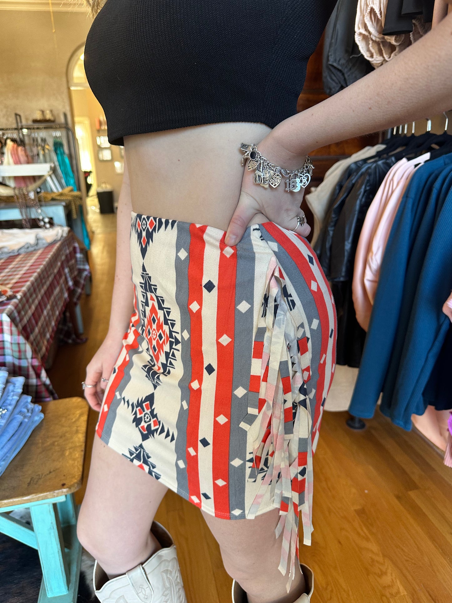 Red/Grey Aztec Skirt