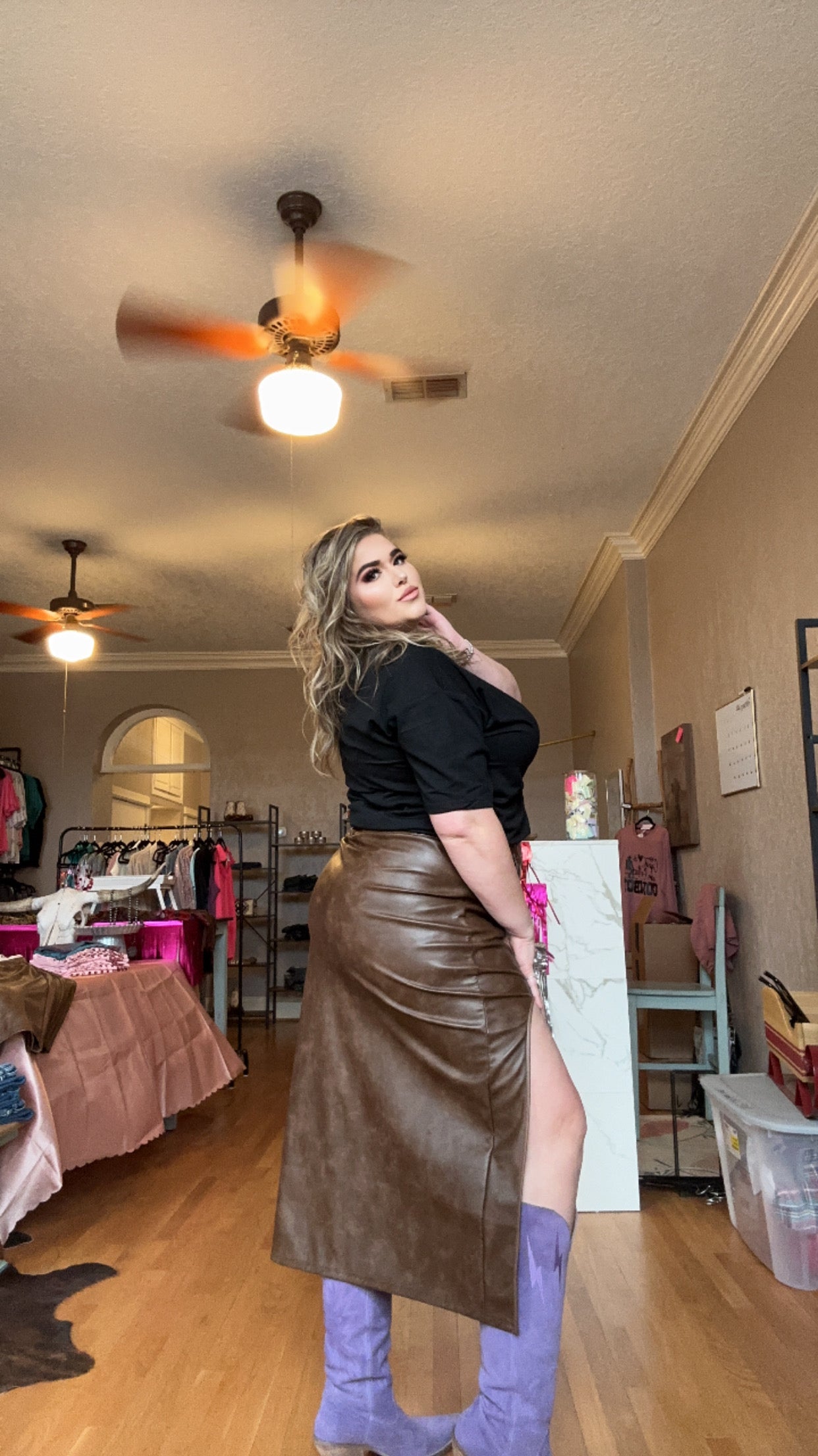 Let'er Buck Leather Skirt