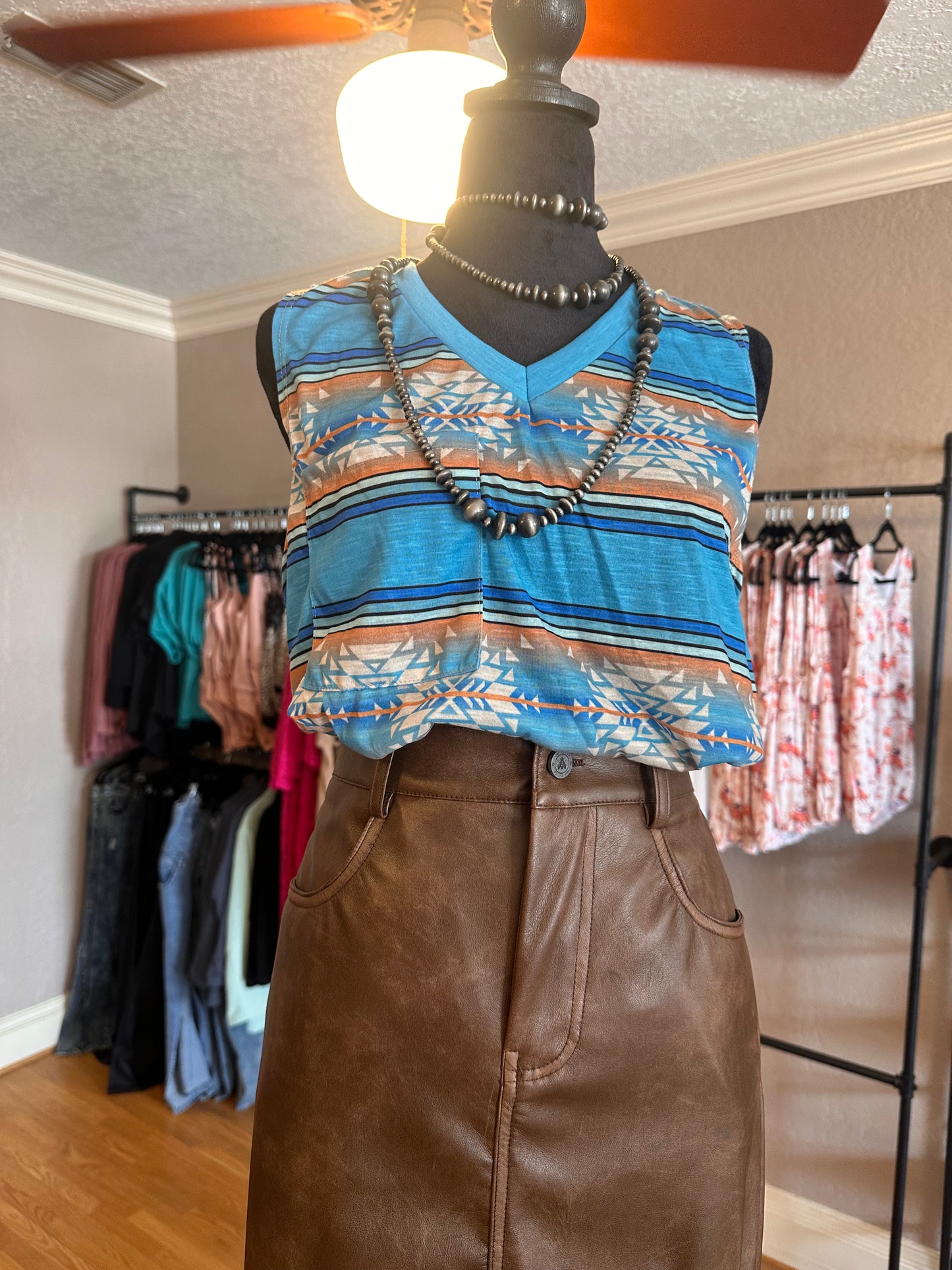 Turquoise Aztec Tank