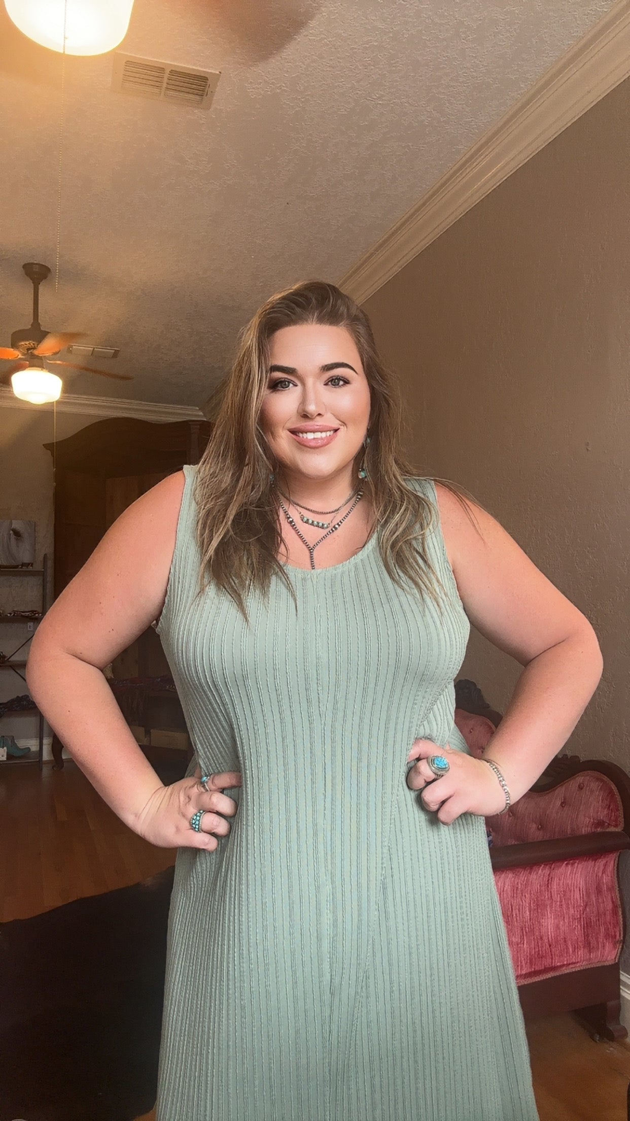 Textured Maxi Dress (Sage Green)