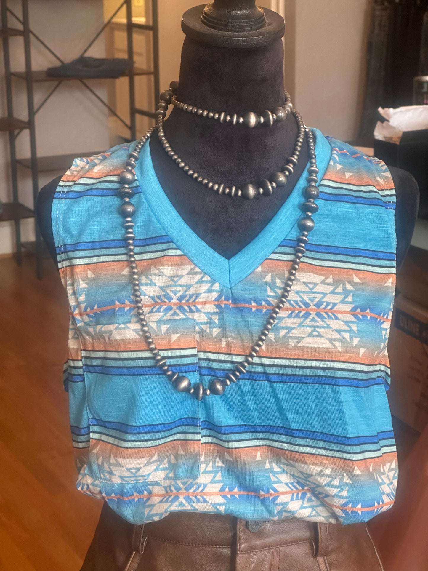 Turquoise Aztec Tank