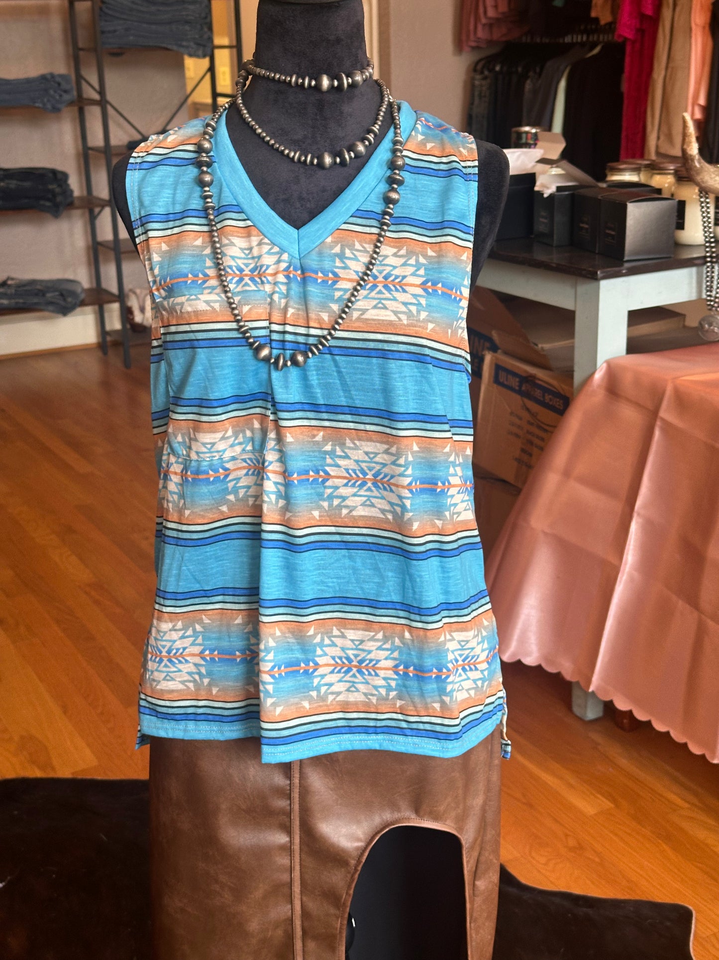 Turquoise Aztec Tank