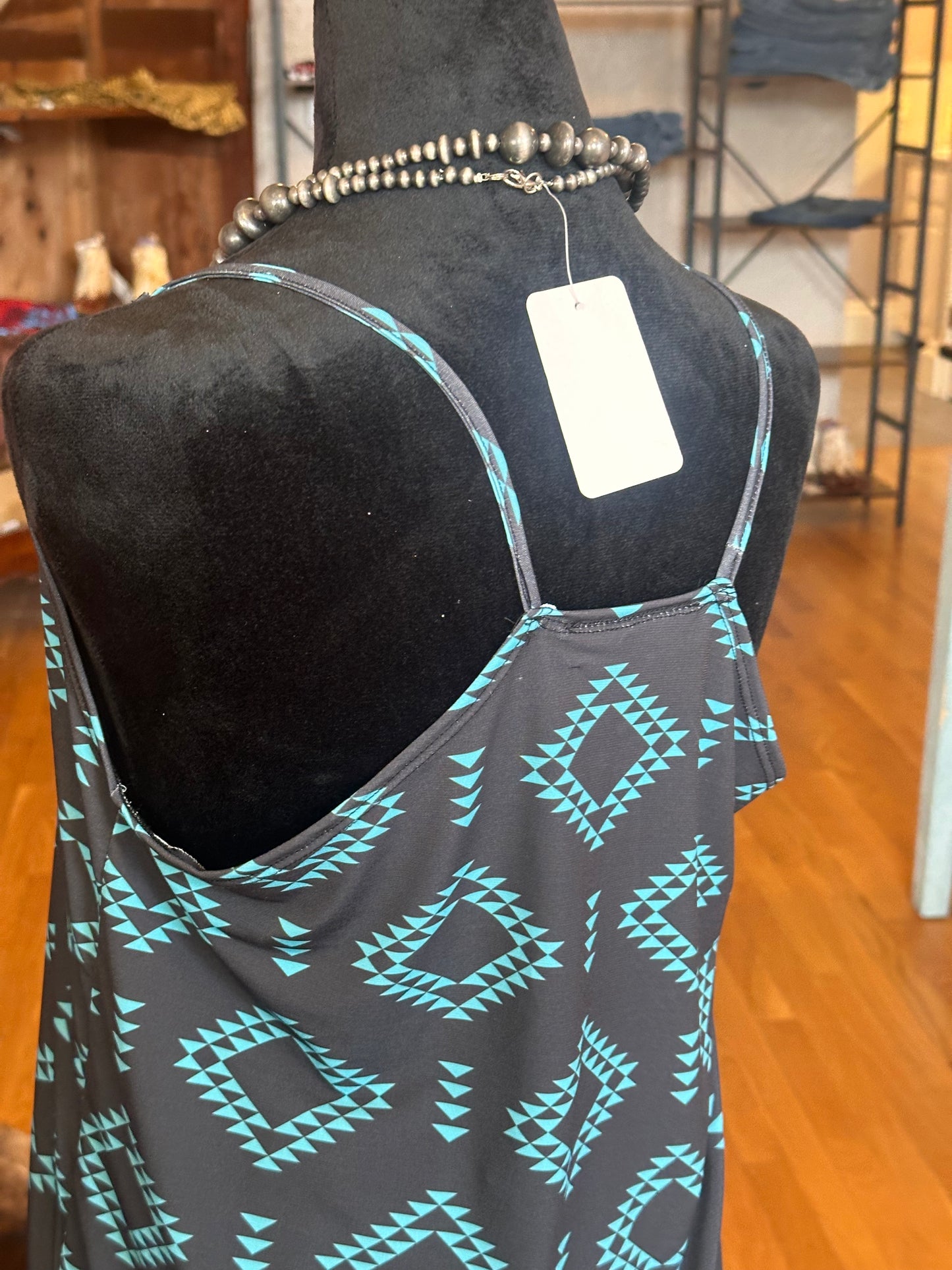 Black Jade Aztec VNeck Strap Top