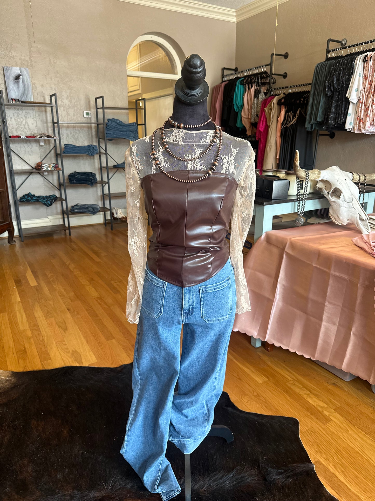 Beige Longsleeve Lace Top