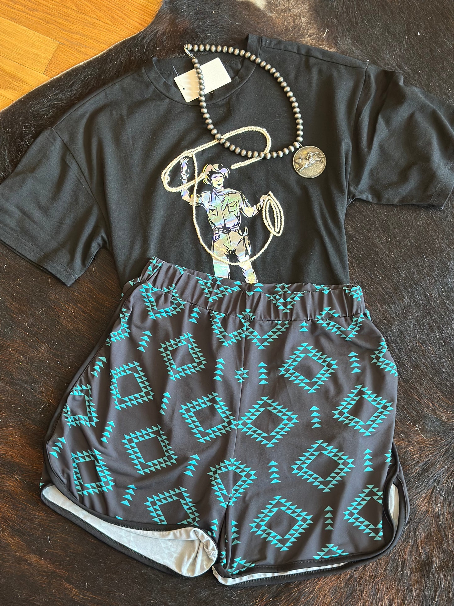 Black Jade Aztec Shorts