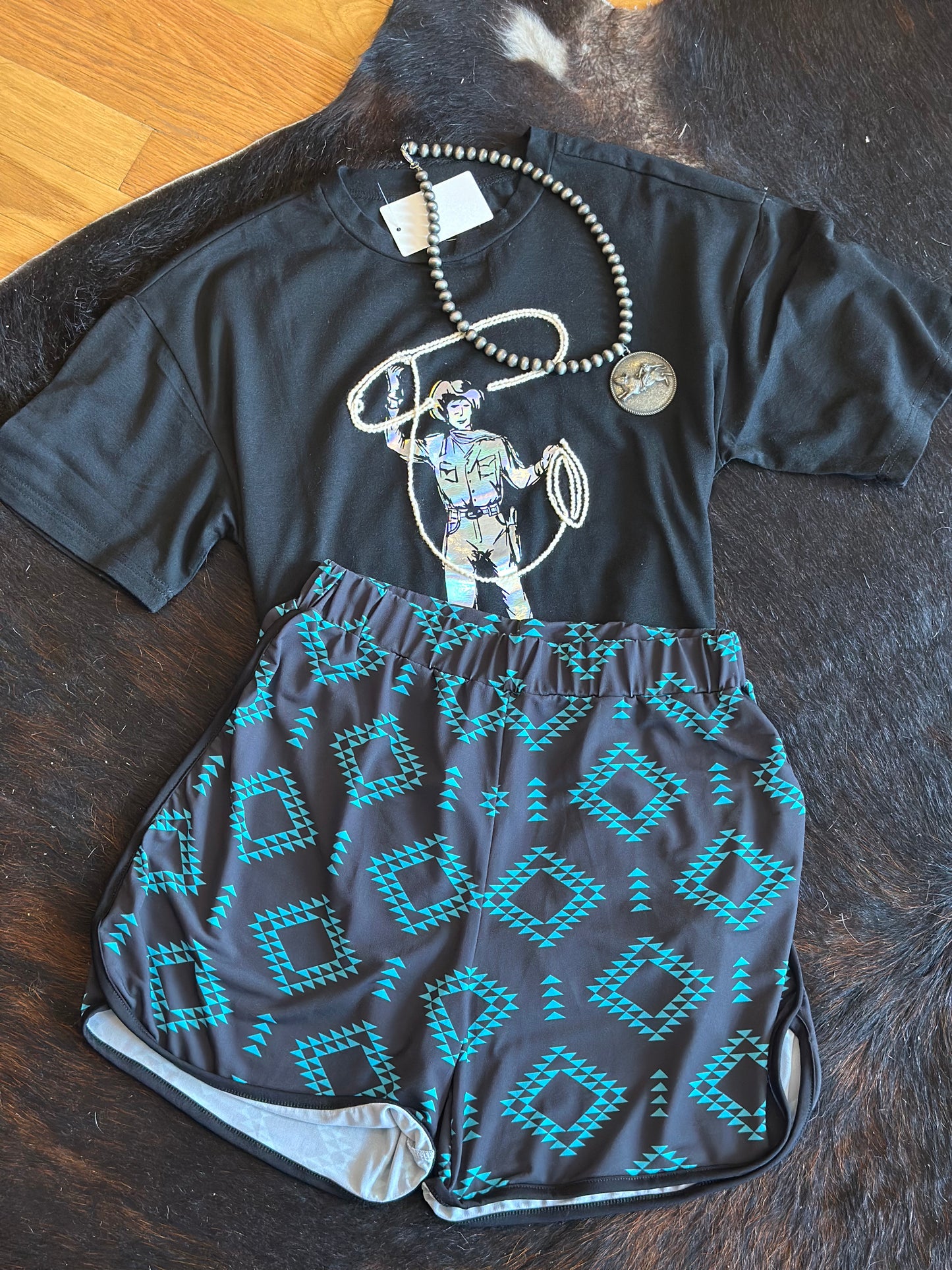 Black Jade Aztec Shorts