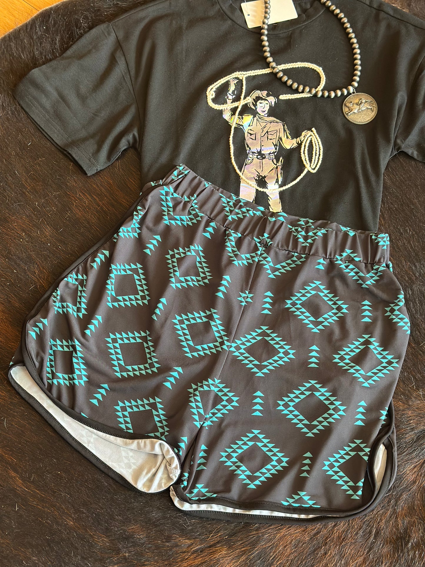 Black Jade Aztec Shorts