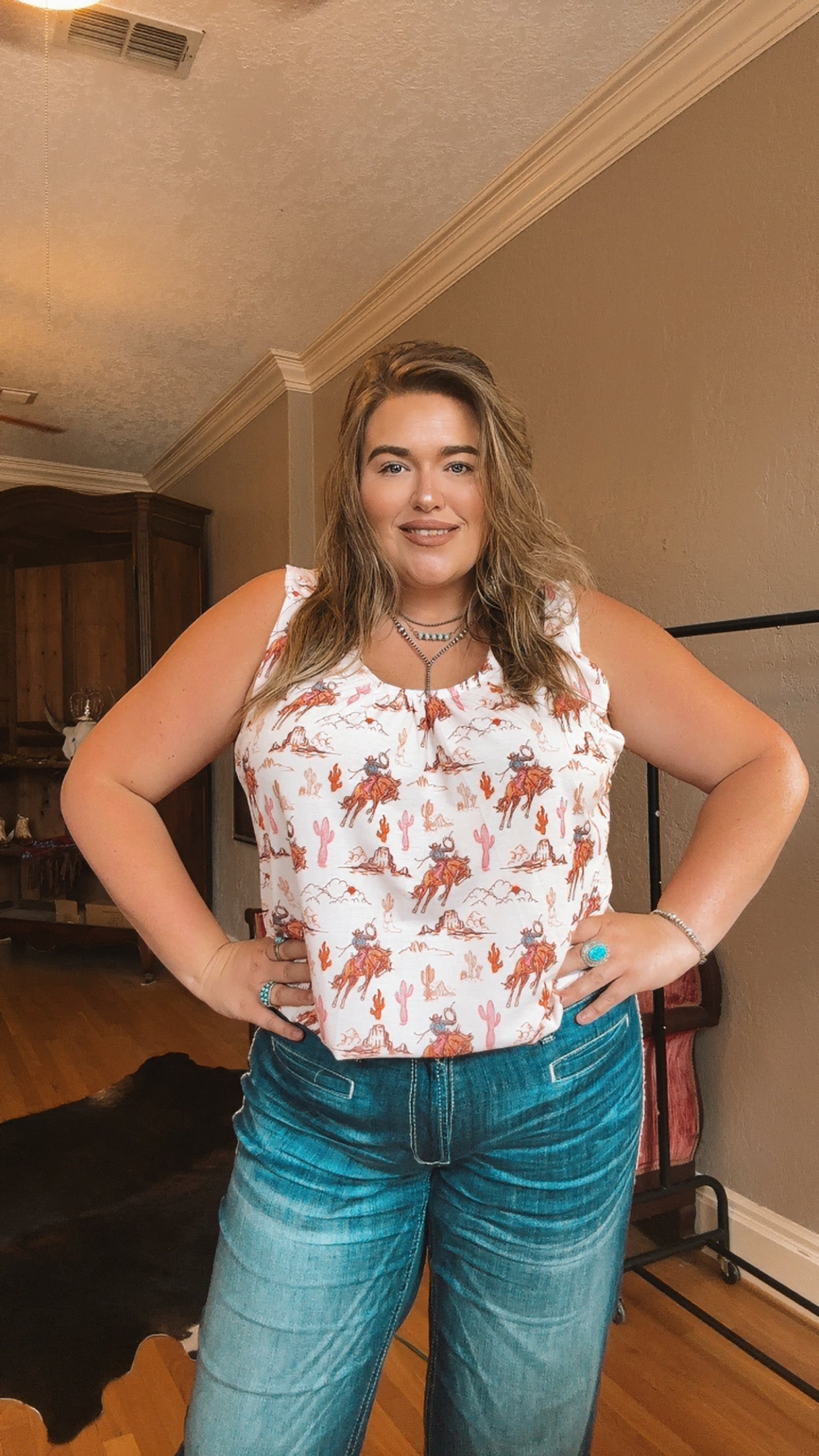 Cowboy Print Tank Top