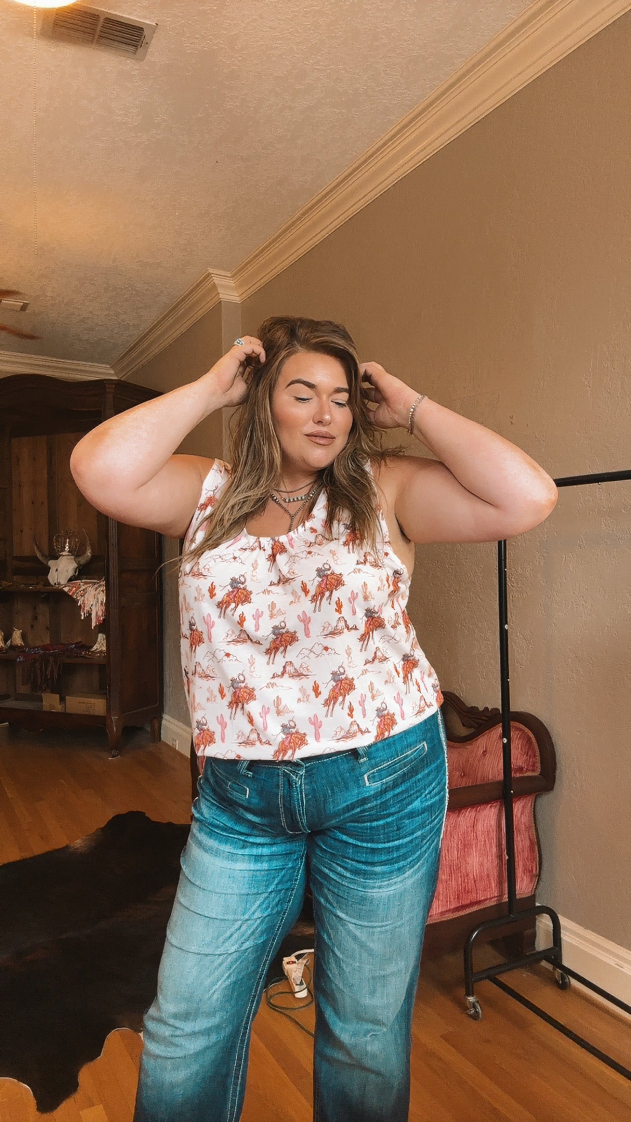 Cowboy Print Tank Top