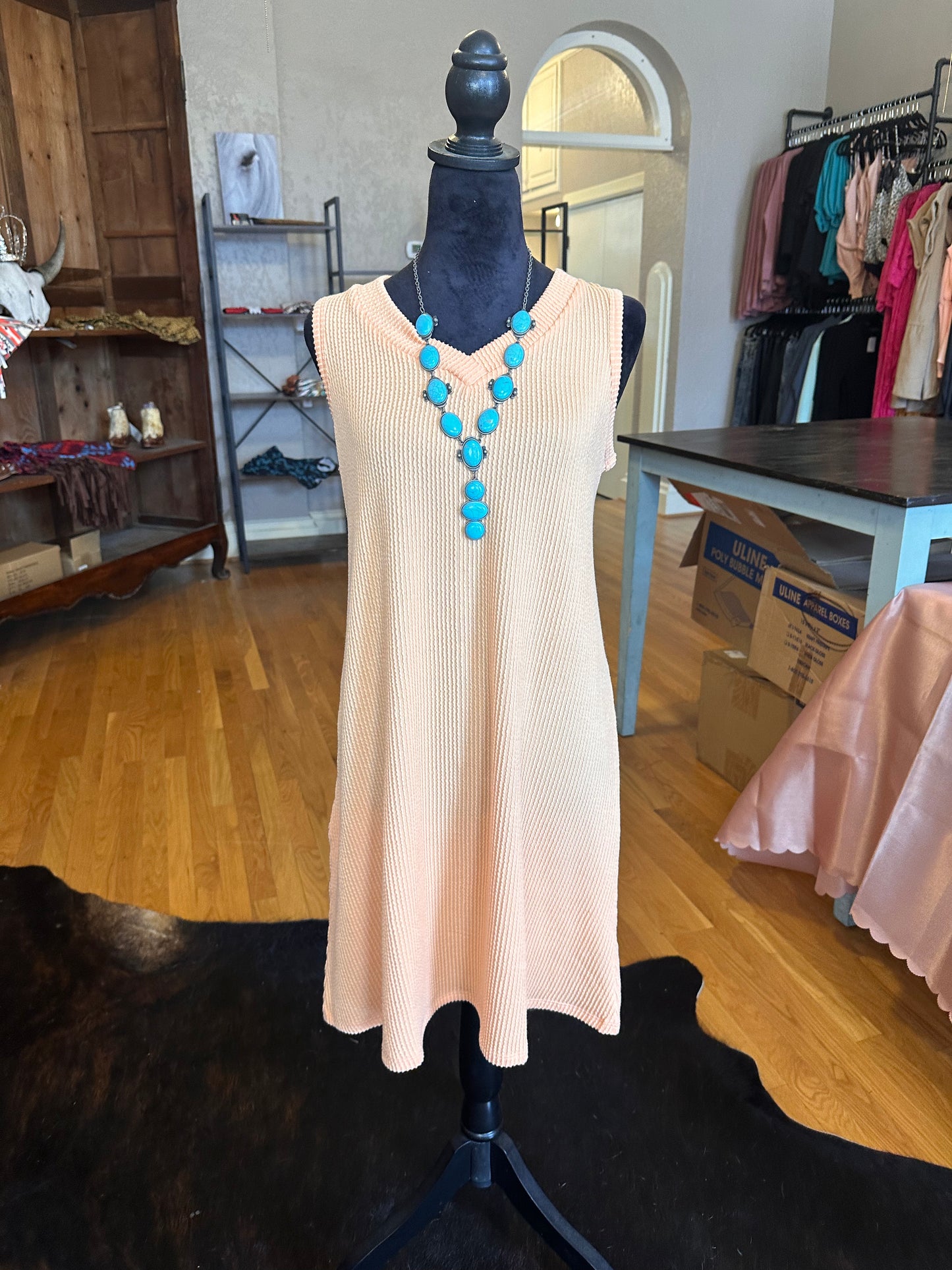 Ribbed V-Neck Tank Dress