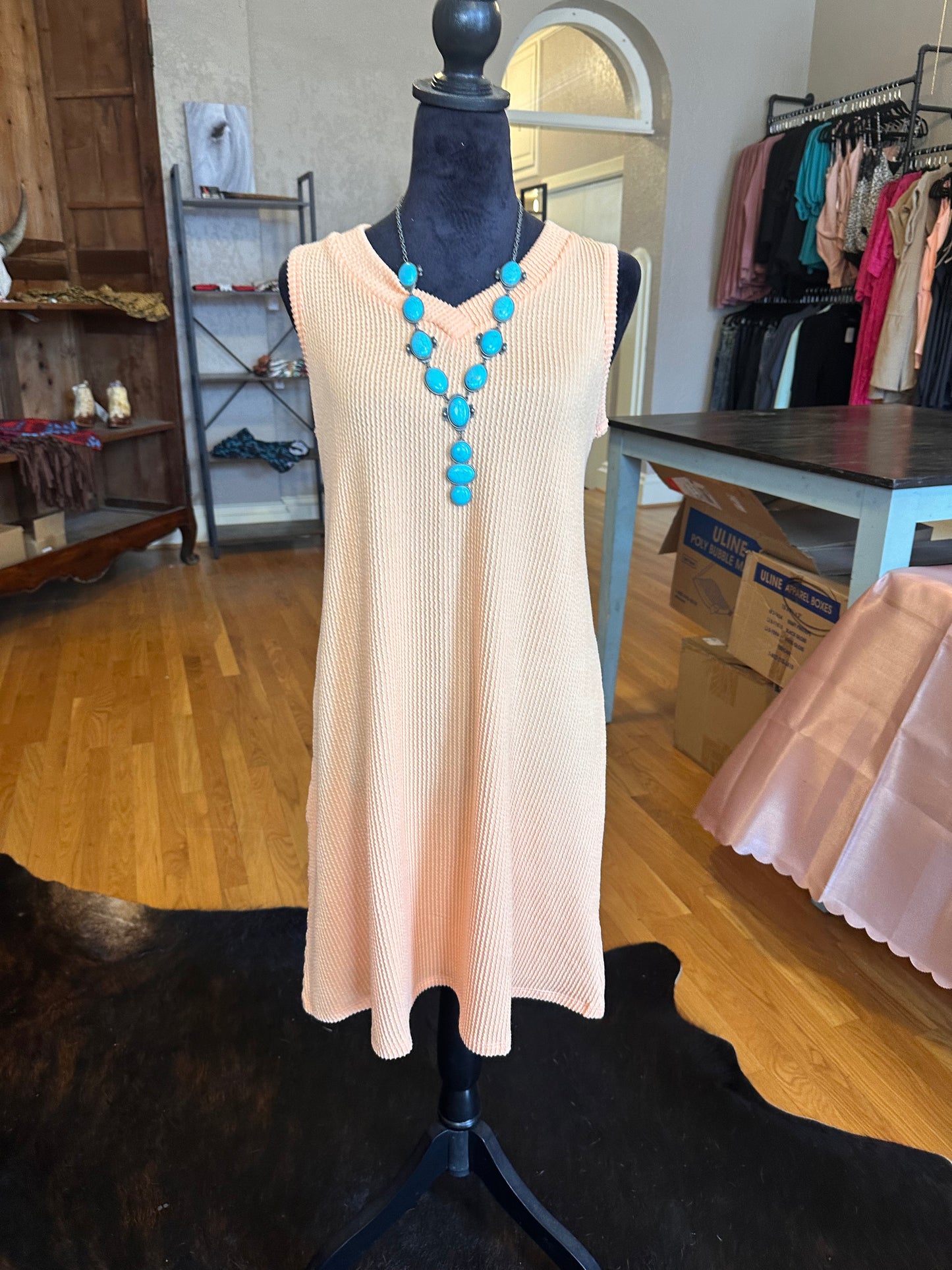 Ribbed V-Neck Tank Dress
