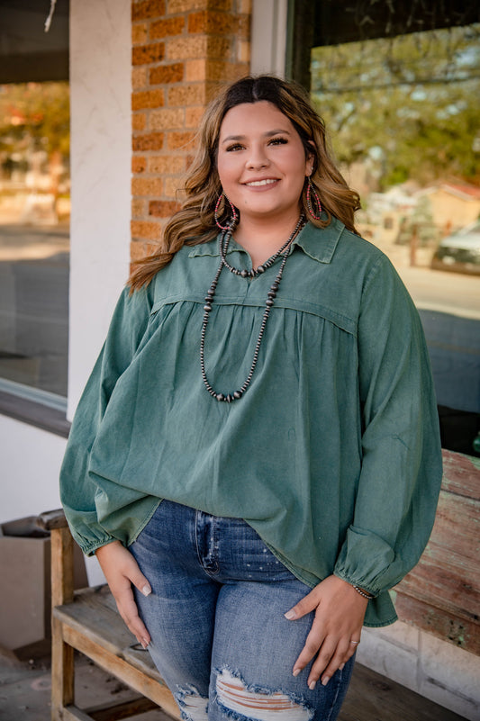 Hunter Green Collared Shirt (PLUS)