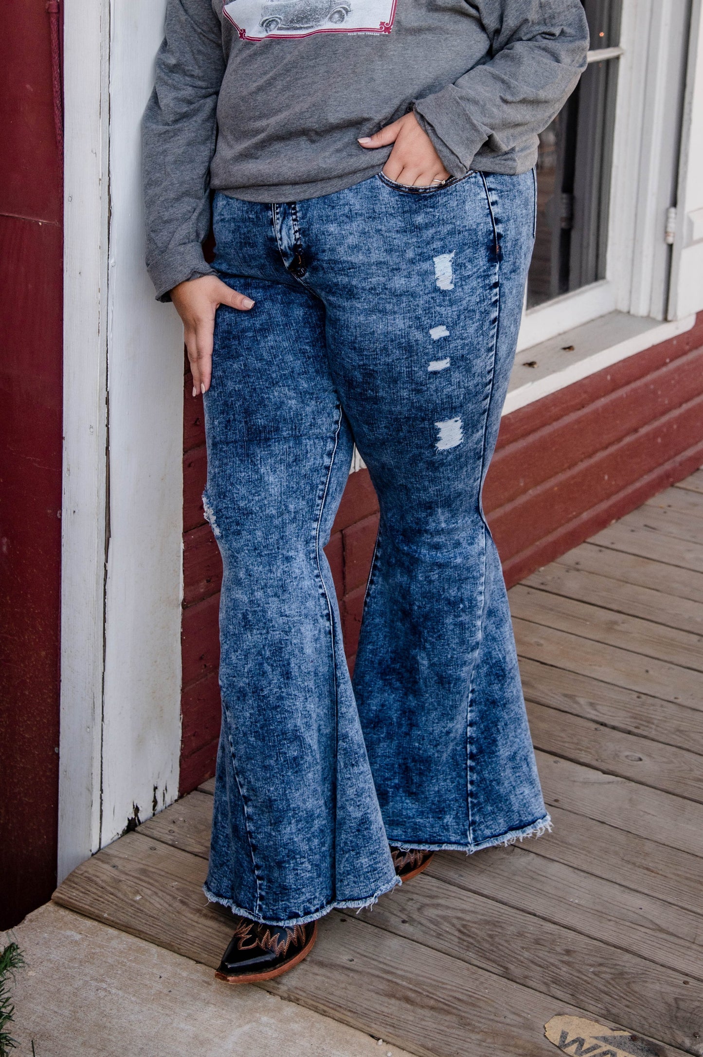 Acid Wash Bell Bottoms (Plus)