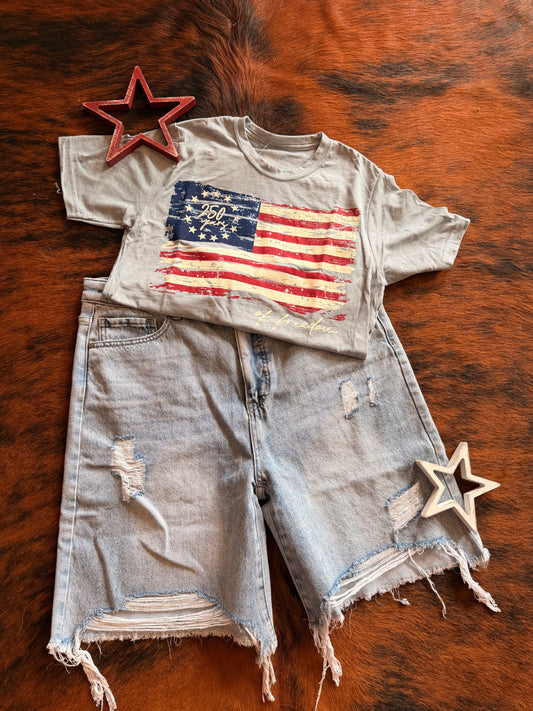 High Rise Light Wash Shorts