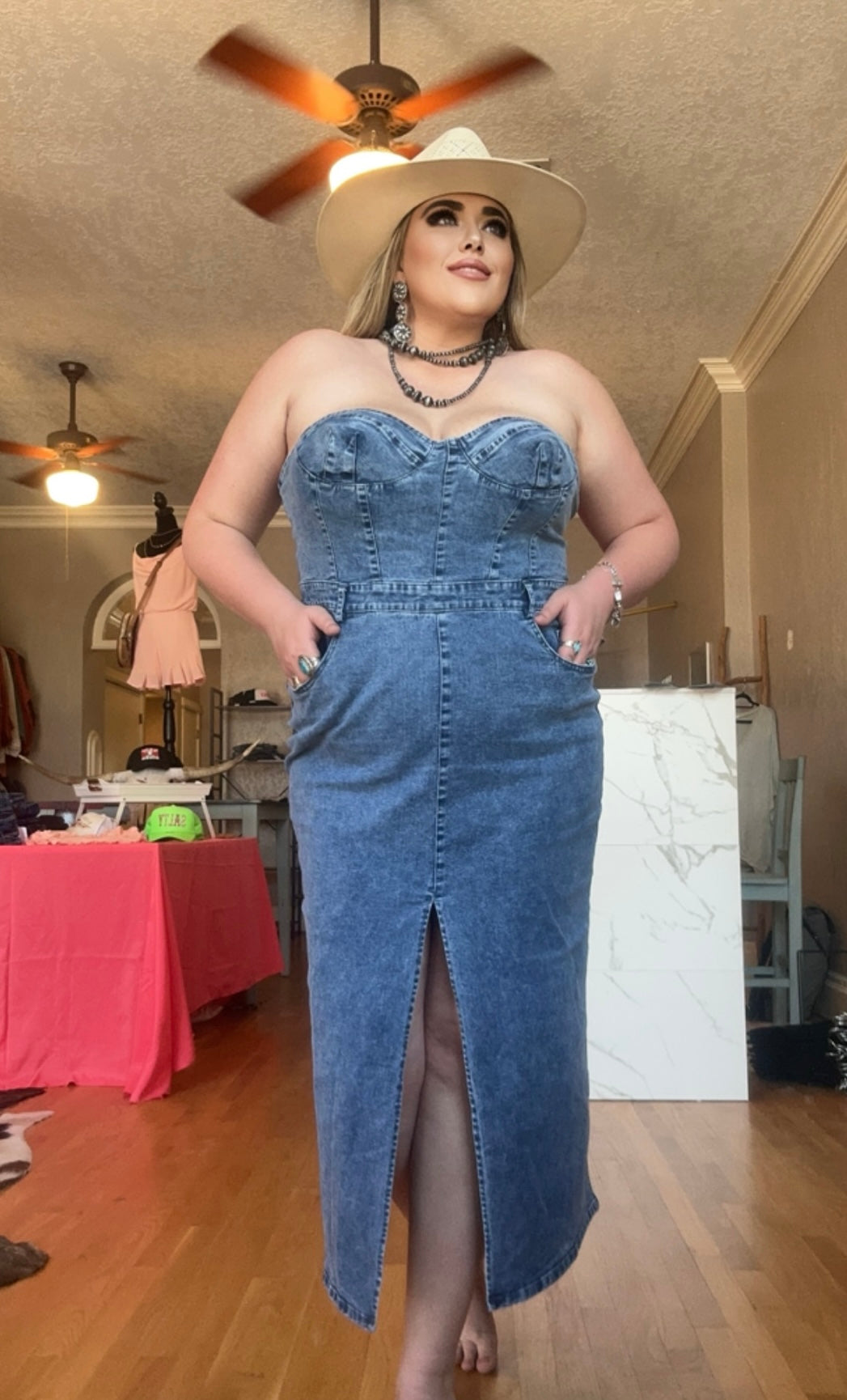 Denim Strapless Dress