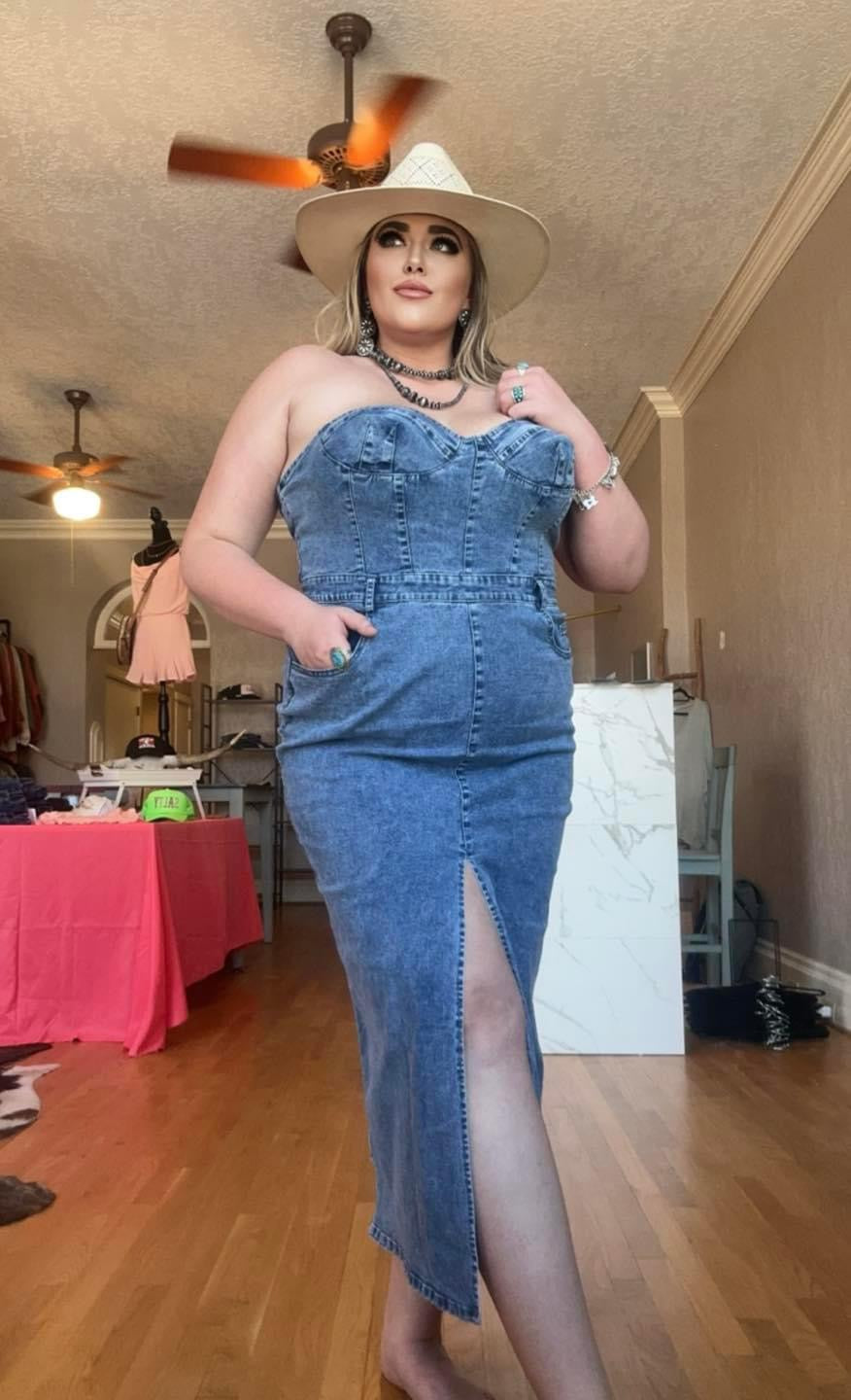 Denim Strapless Dress