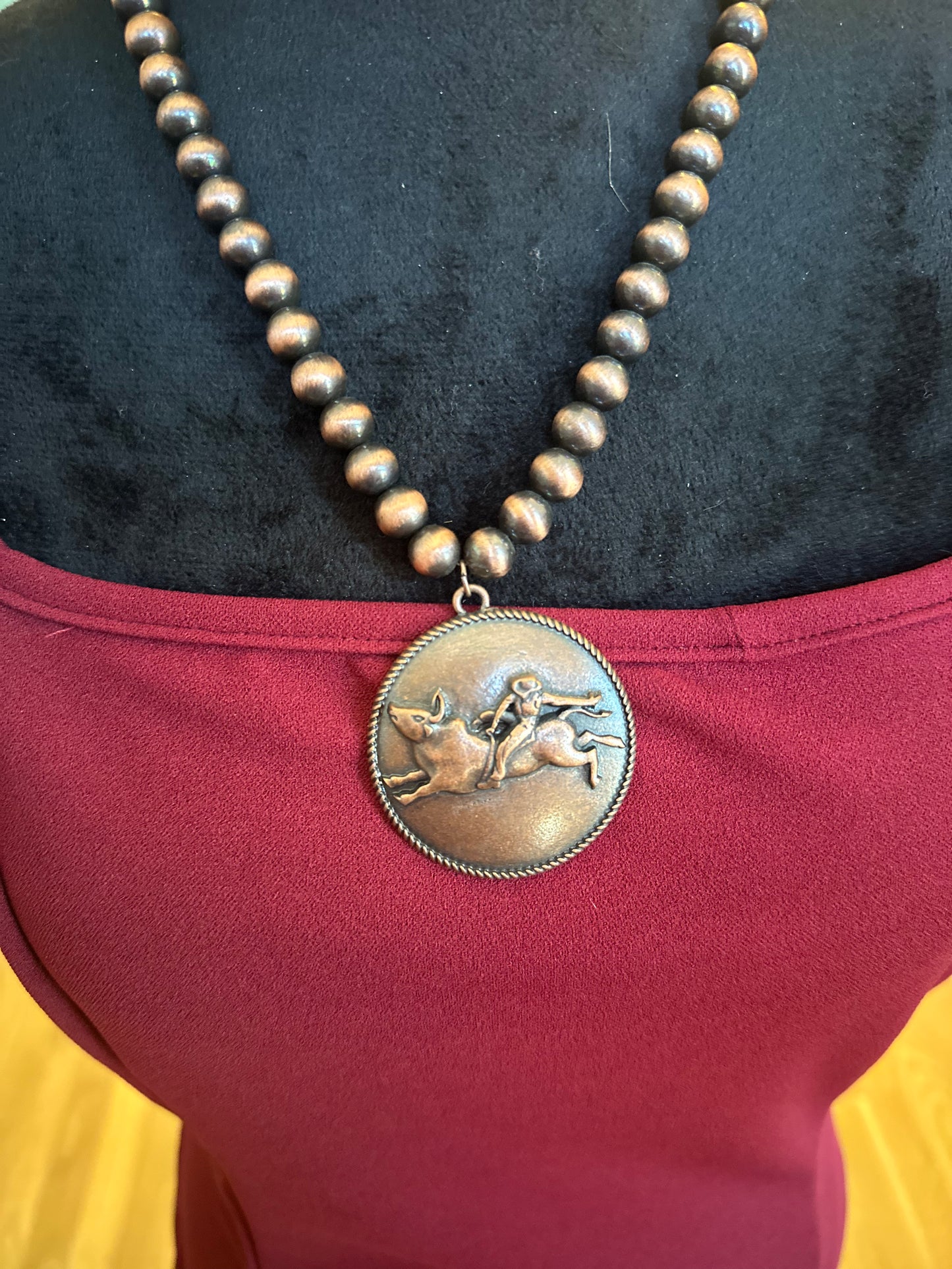 Copper Bull Riding Necklace