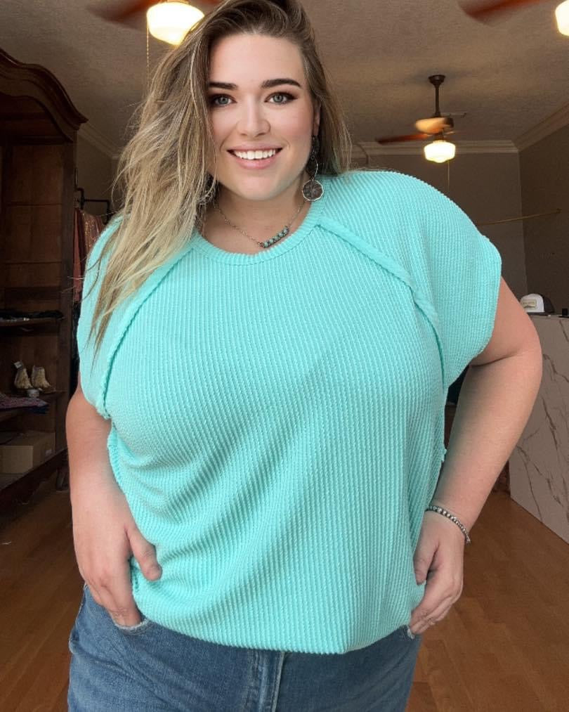 Aqua ribbed Shirt (PLUS)