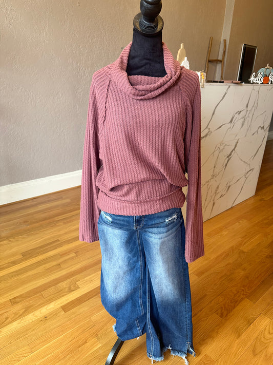 Red Bean Cowl Neck Sweater