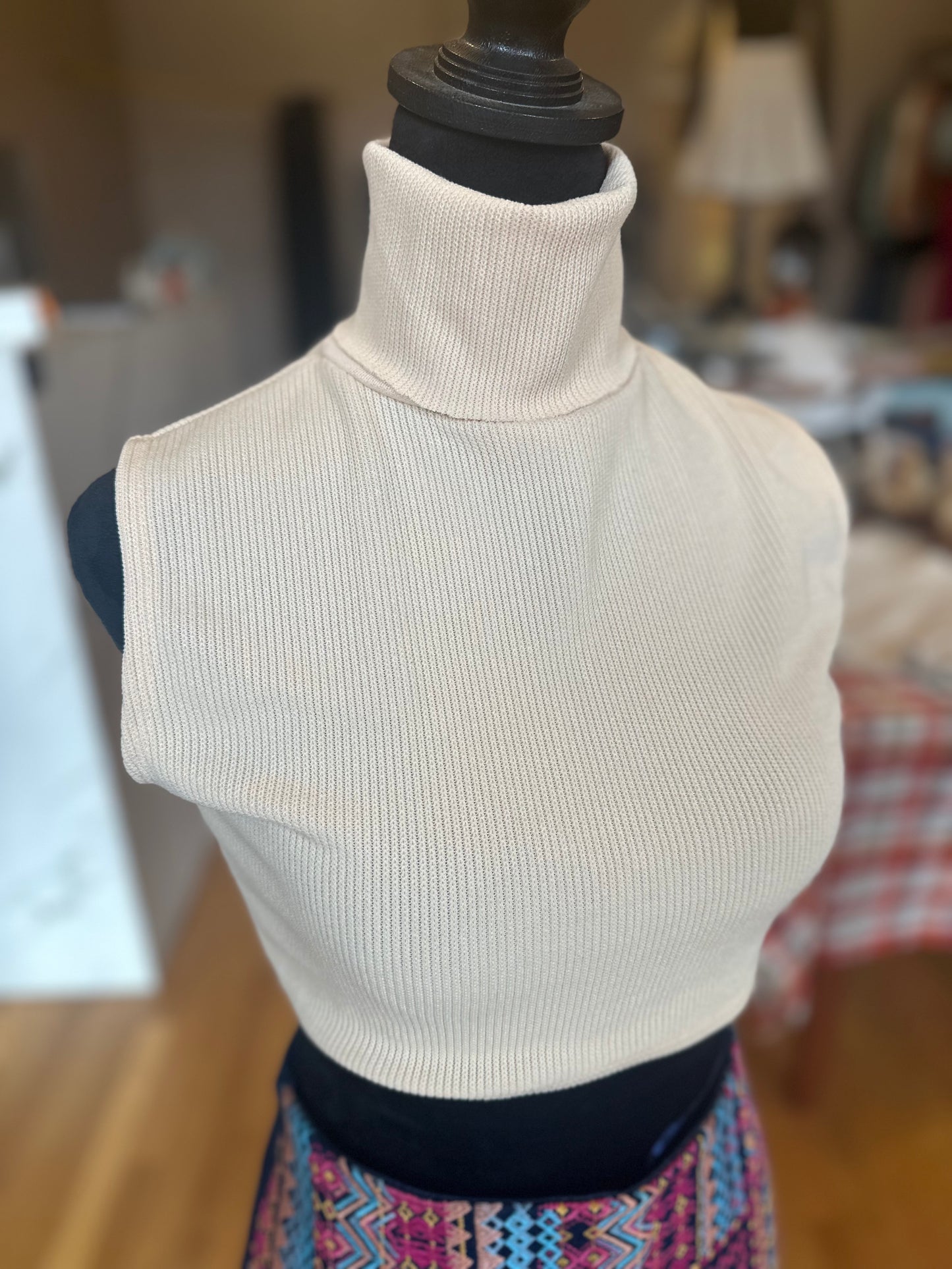 Cream Crop Turte Neck Top