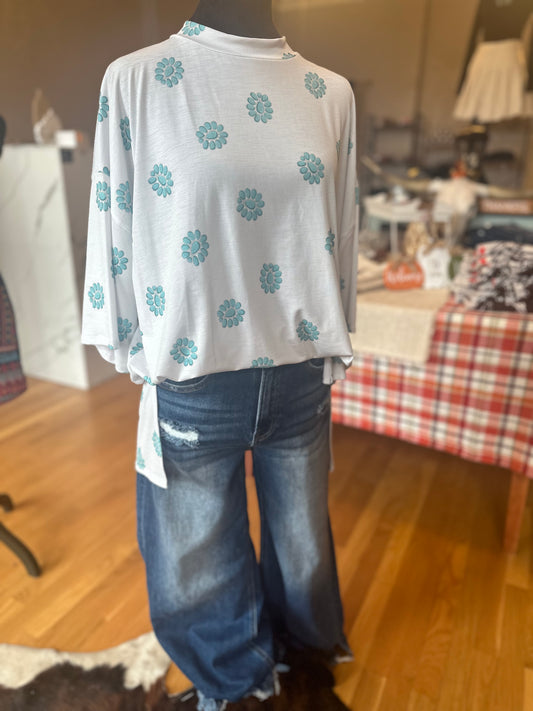 Turquoise Concho Oversized Shirt