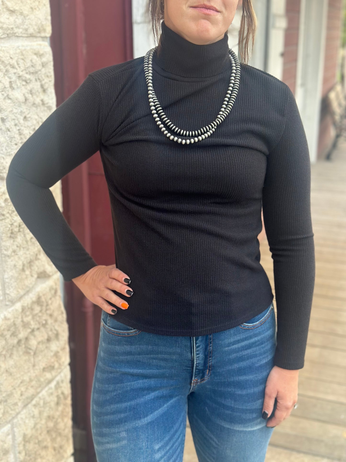 Black ribbed Turtle Neck