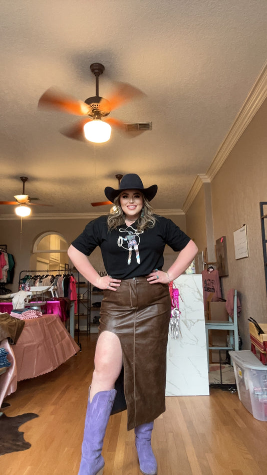 Let'er Buck Leather Skirt