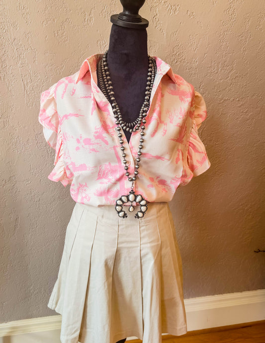 Wild West Pink Ruffle Blouse