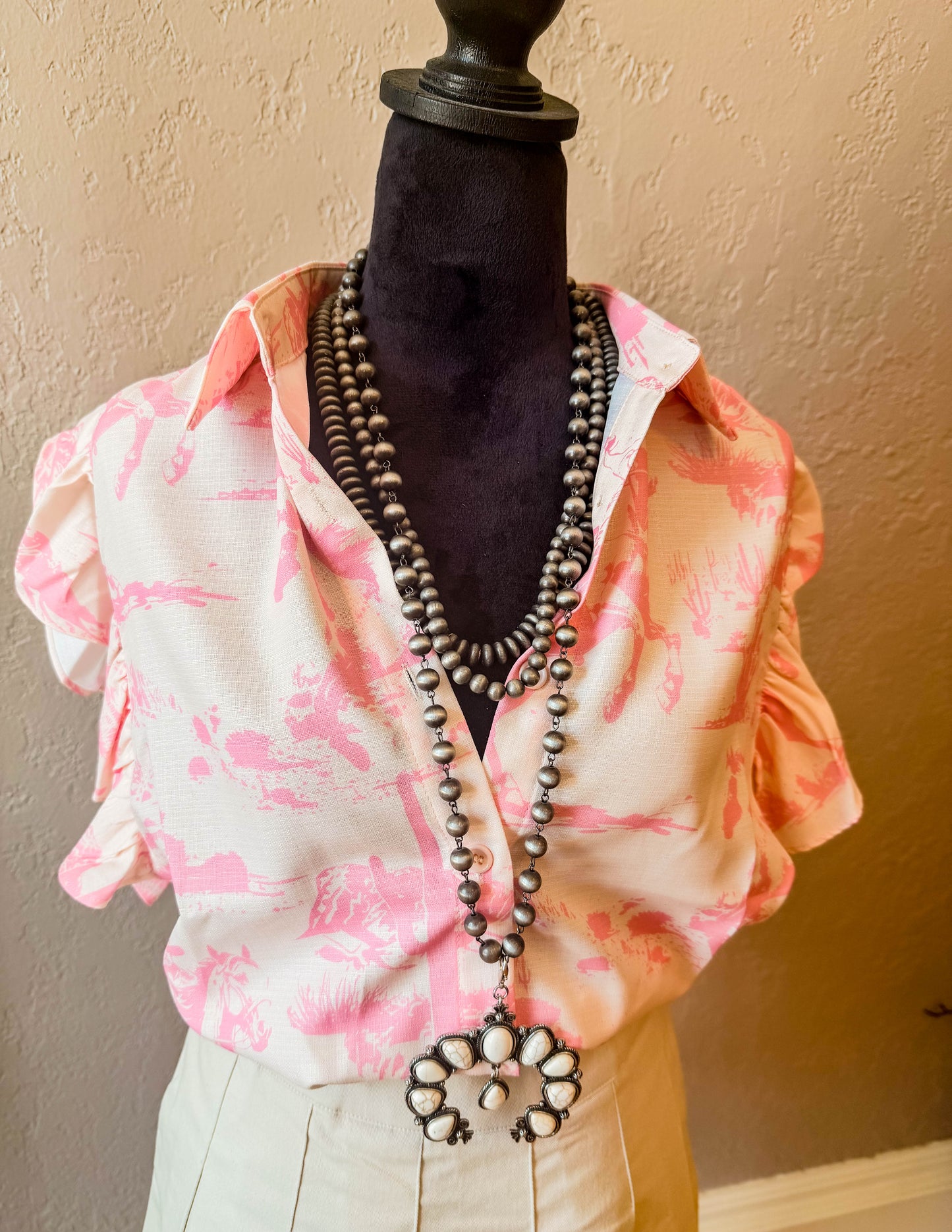 Wild West Pink Ruffle Blouse