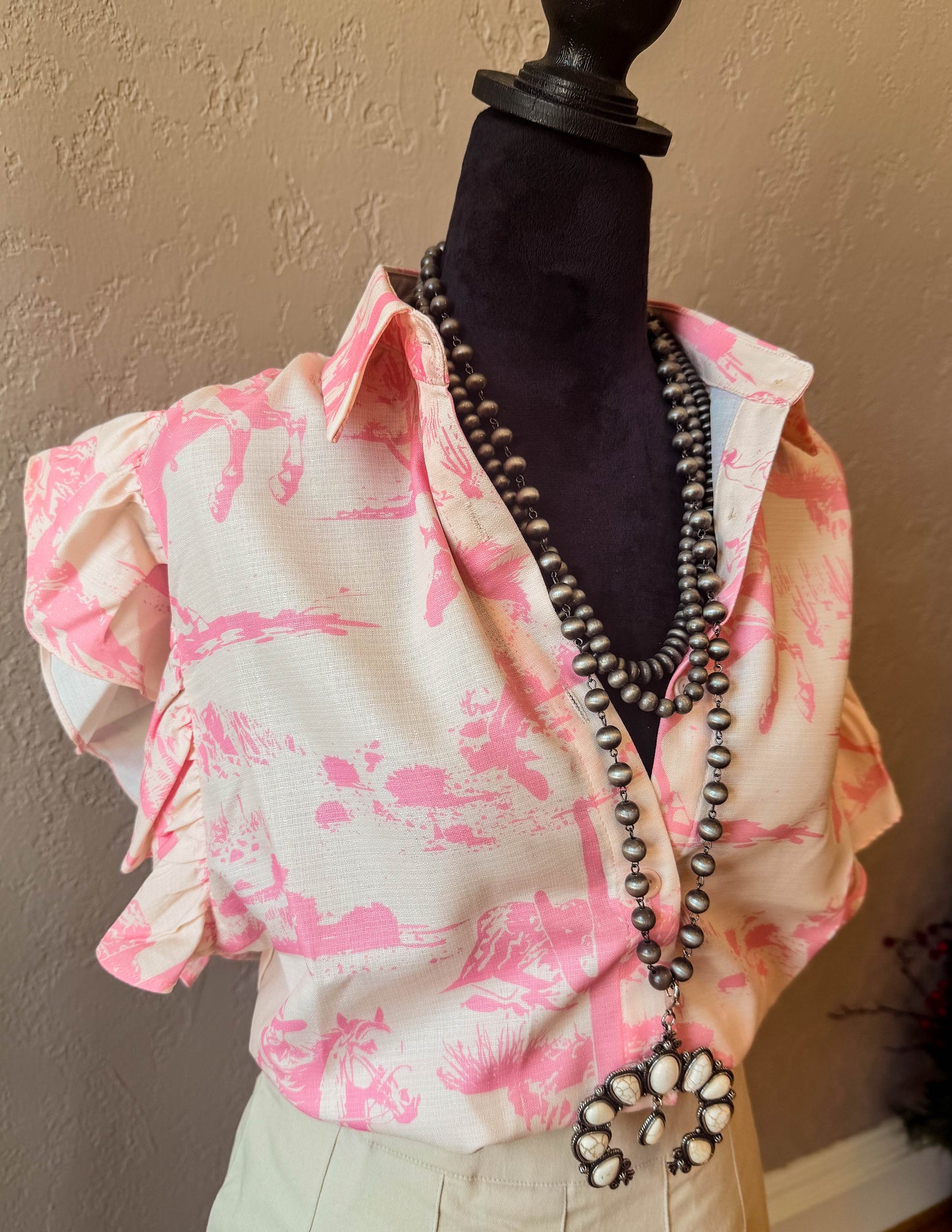 Wild West Pink Ruffle Blouse