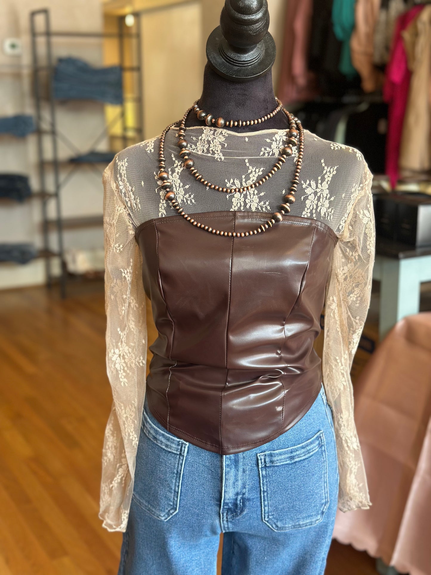 Beige Longsleeve Lace Top