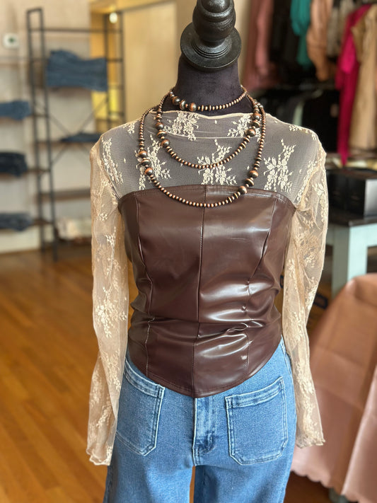 Beige Longsleeve Lace Top