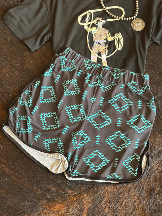 Black Jade Aztec Shorts